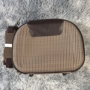 Classic Houndstooth Messenger Bag with Leather Accents